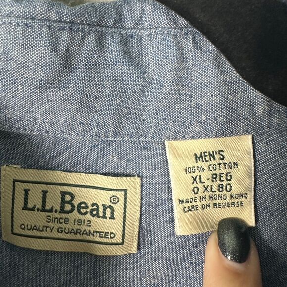 L.L. Bean Vintage Chambray Denim Short Sleeve Button Shirt Men's Size XL - Picture 2 of 3